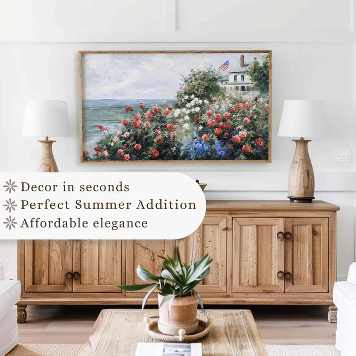 Patriotic Garden Frame TV Art, 4th of July Art | TV437