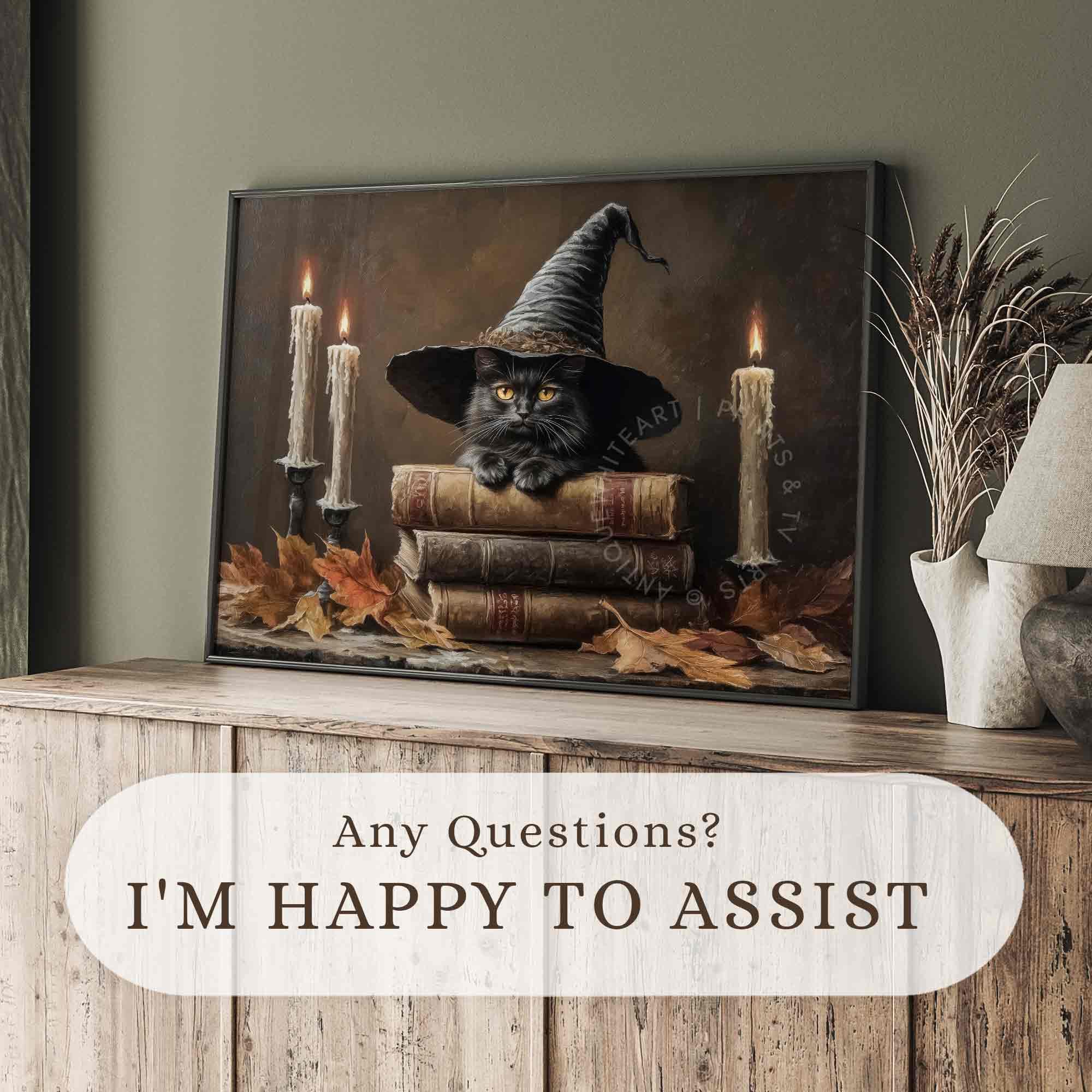 Witch’s Cat on Spell Books