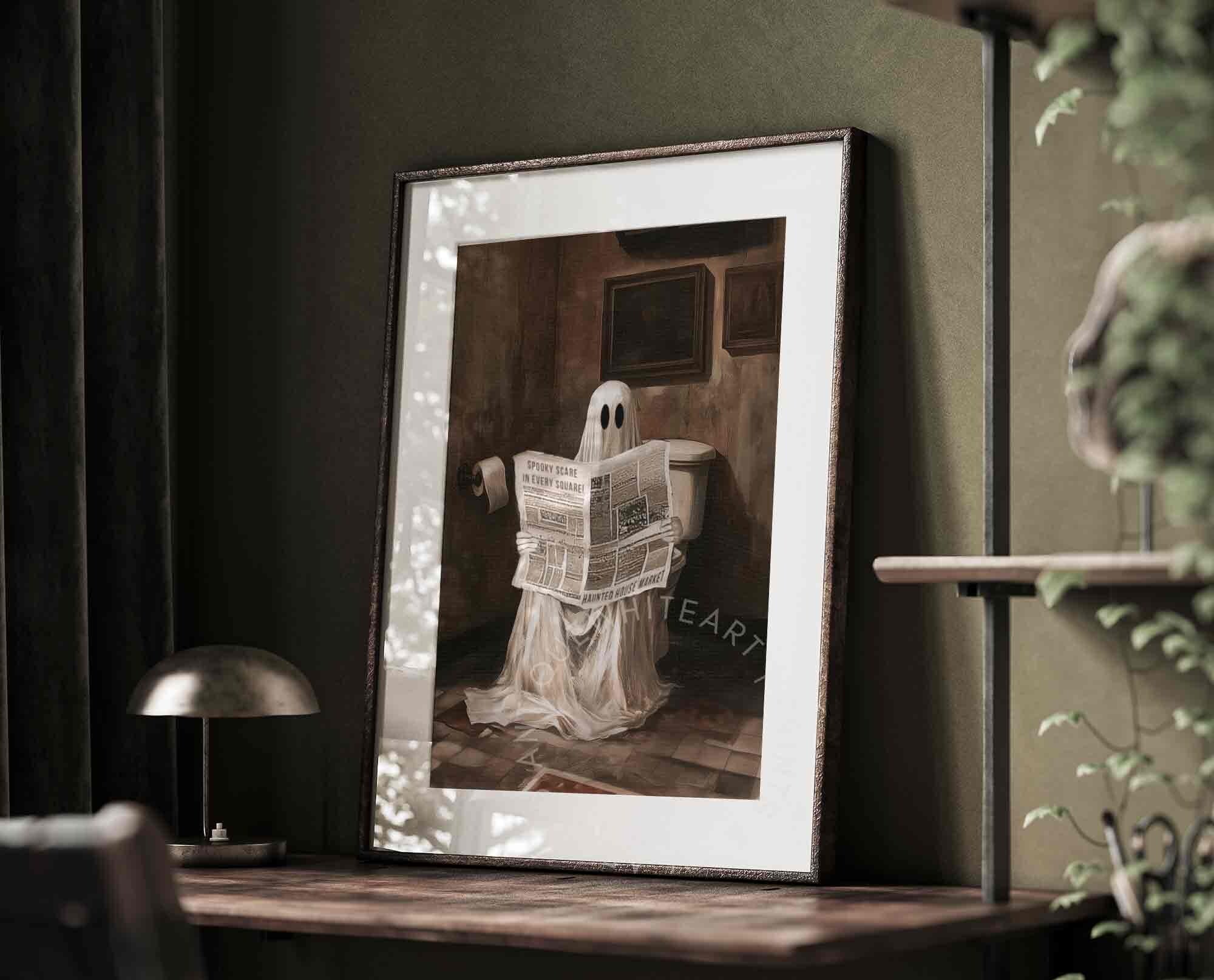 Ghost on Toilet with Newspaper