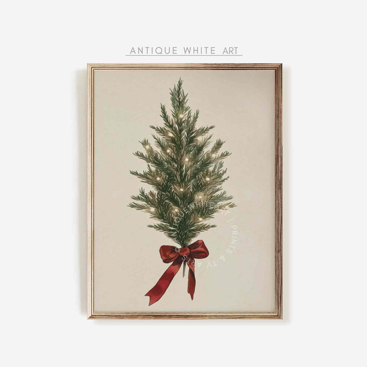 Vintage Style Christmas Tree Print Wall Art Winter Moody Botanical Holiday Decor Evergreen W111