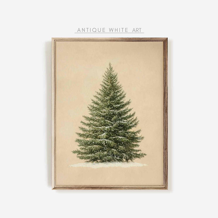 Christmas Tree Print Vintage Style Style Wall Art Evergreen Painting Winter Prints Moody Holiday Decor W123