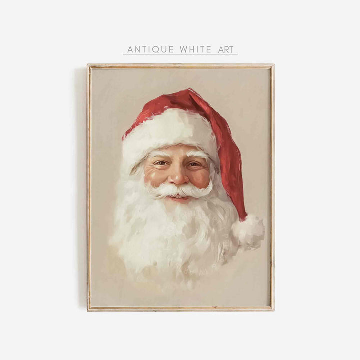 Vintage Style Santa Claus Portrait Print: Christmas Holiday Decor ( ) W131 Print Wall Art