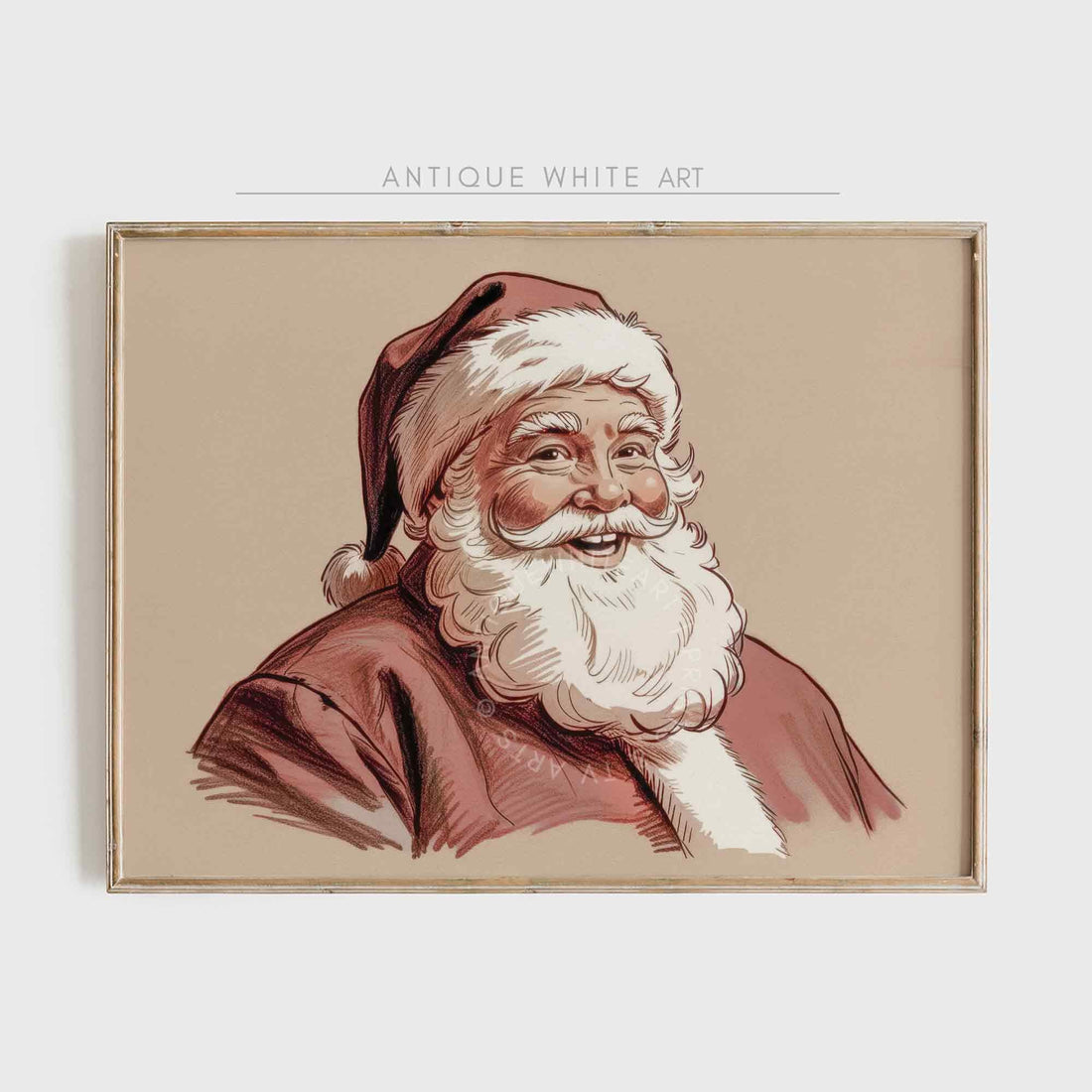 Santa Claus Portrait Print: Vintage Style Christmas Wall Art ( ) Print