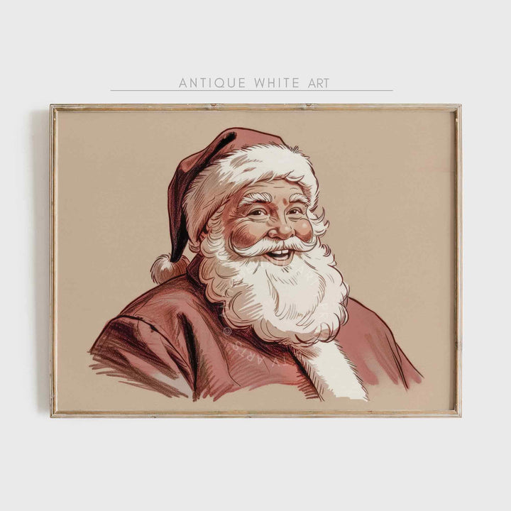 Santa Claus Portrait Print: Vintage Style Christmas Wall Art ( ) Print