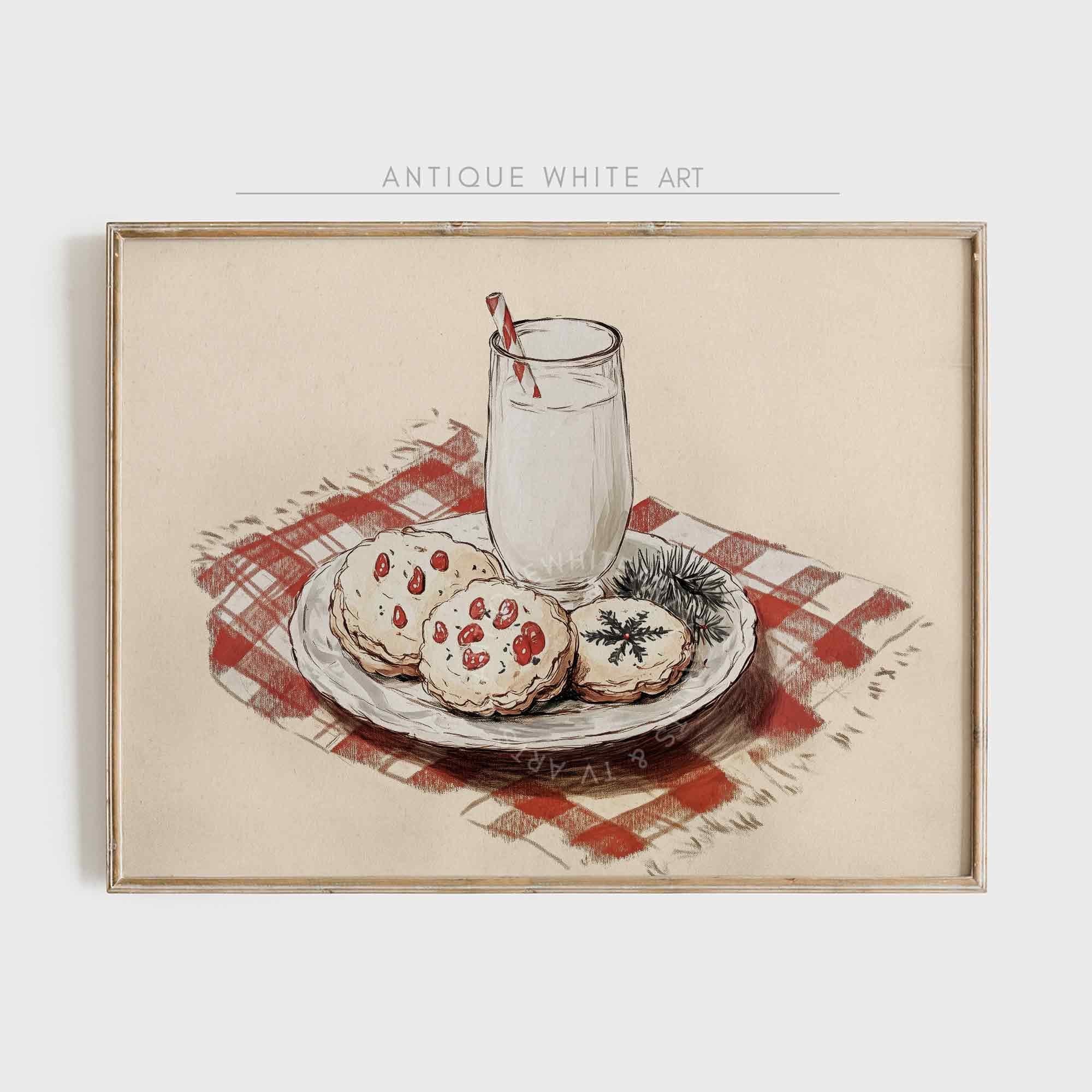 Christmas Cookies Vintage Style Kitchen Print: Farmhouse Winter Art ( ) Print Wall