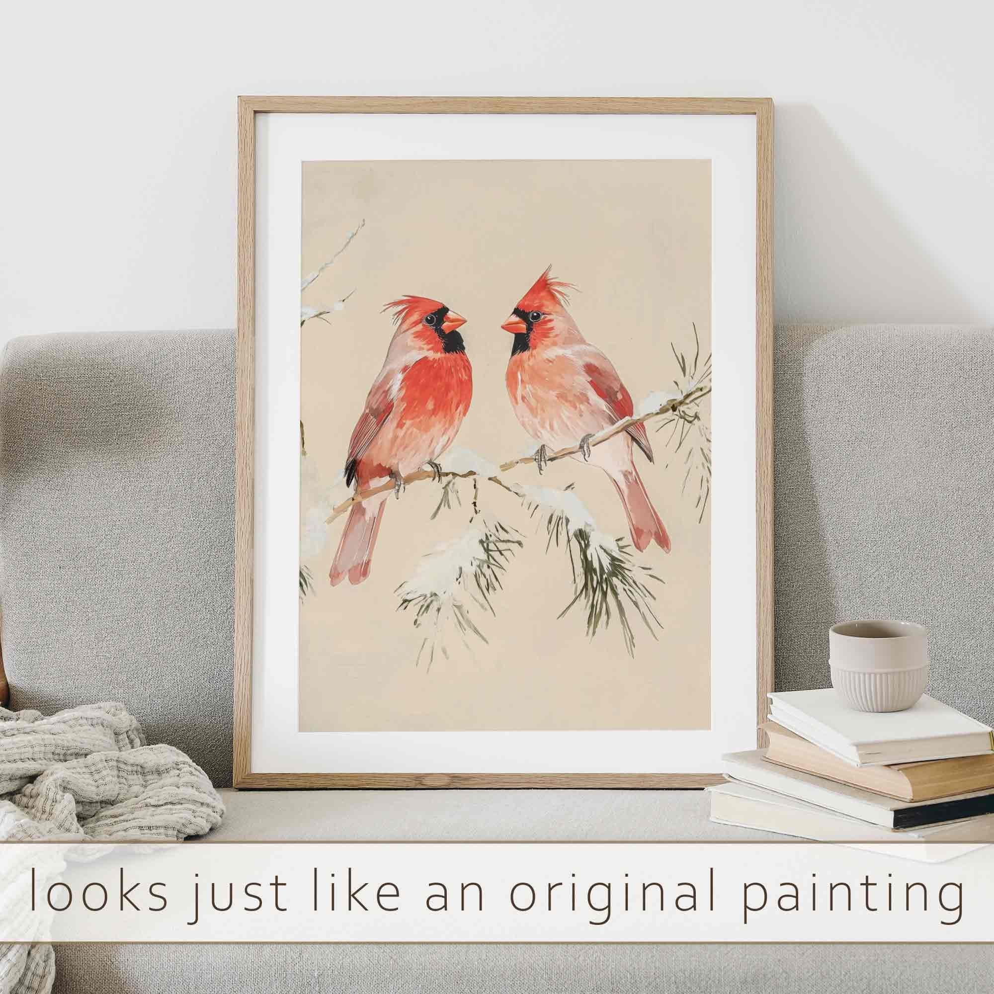 Two Cardinals on a Winter Branch