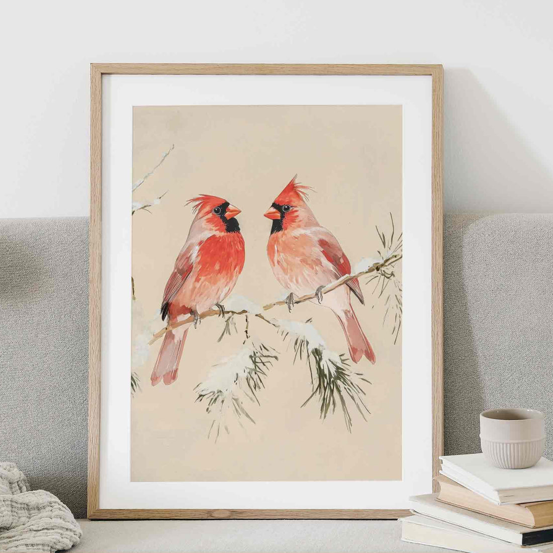 Winter Rustic Print Country Christmas Bird Painting Decor Farmhouse W137 Wall Art