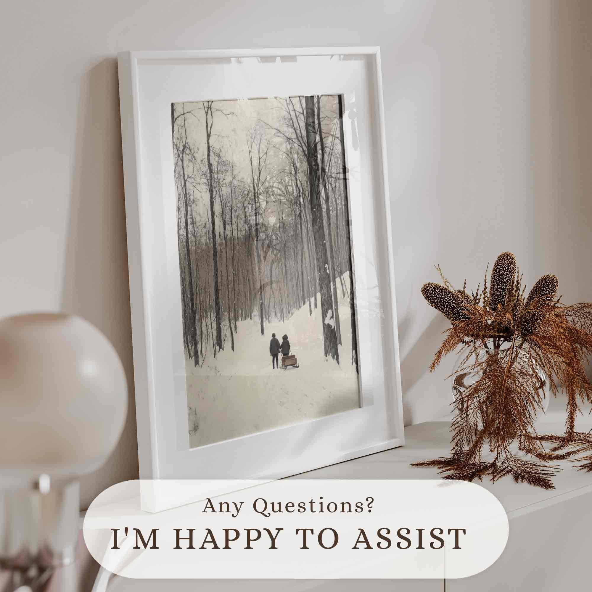 Rustic Winter Wall Art Country Christmas Print Moody Scenery Farmhouse Gallery W127