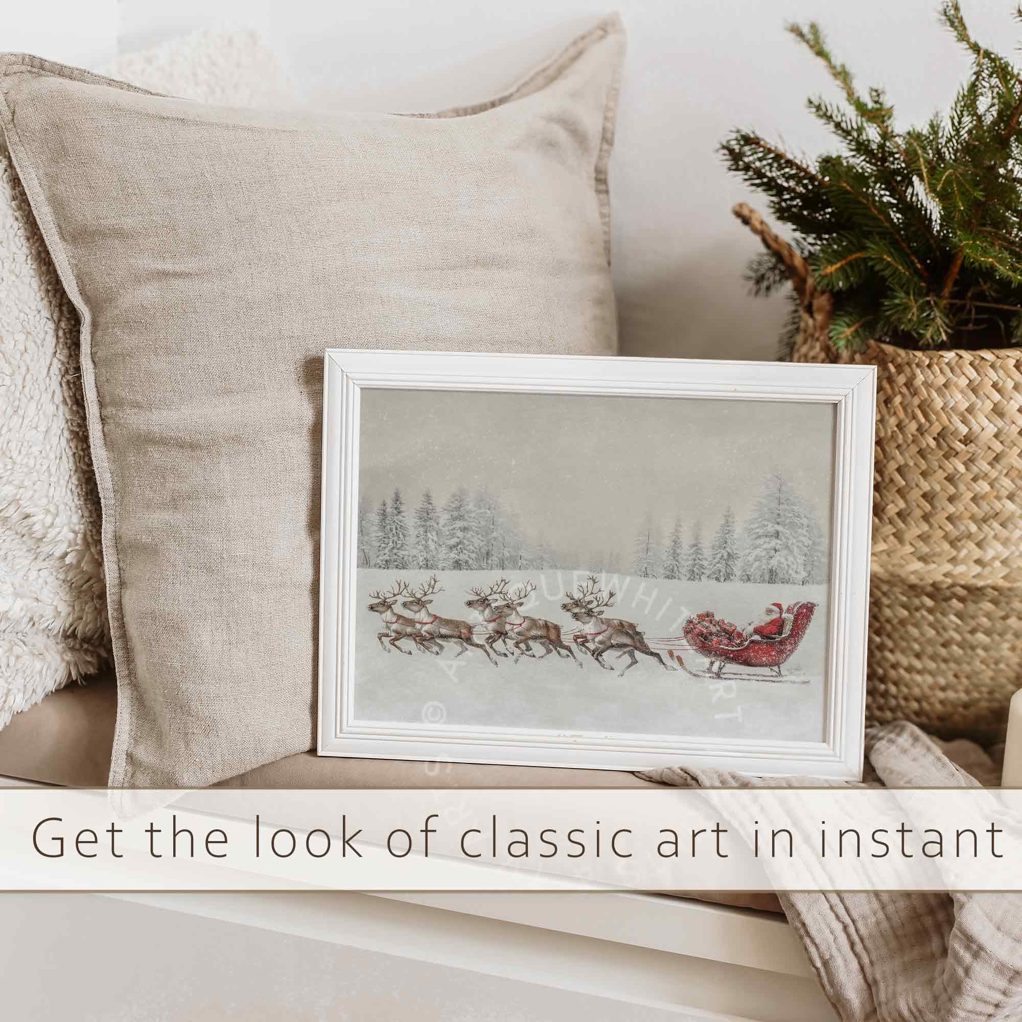 Santa in Sleigh with Reindeer