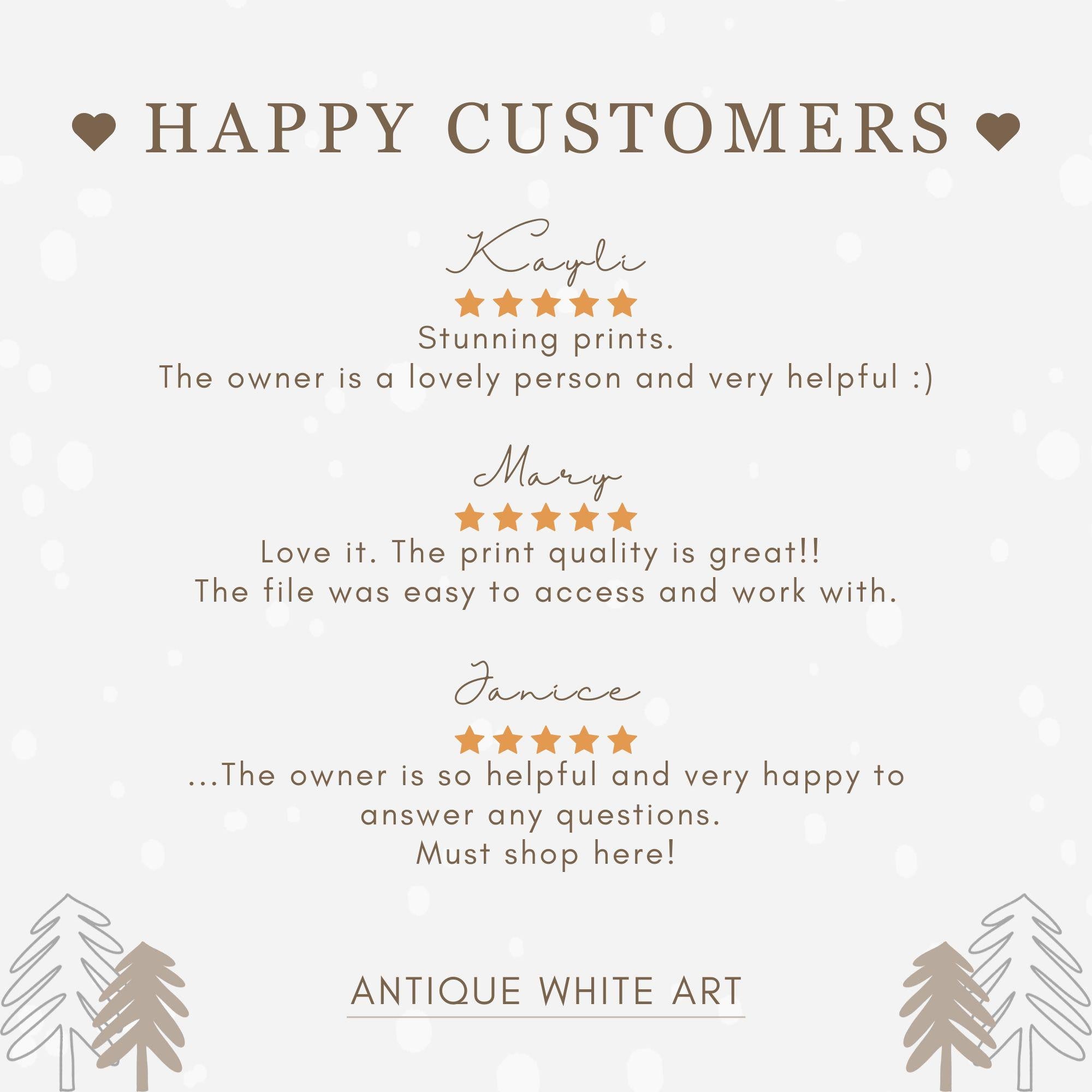 Christmas Wall Art Town Painting Tree Print Holiday Decor Village W142