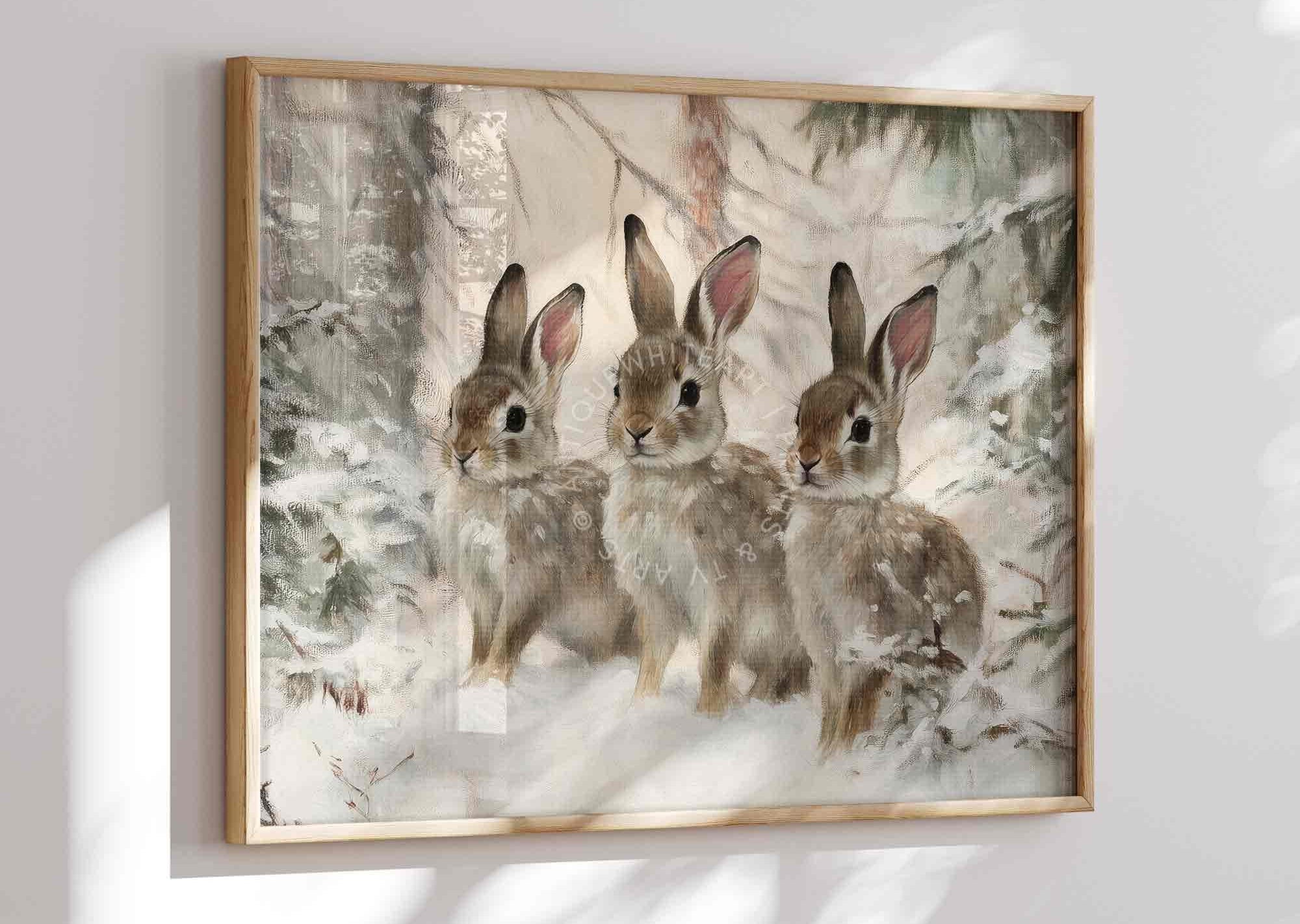 Three Bunnies in the Snow