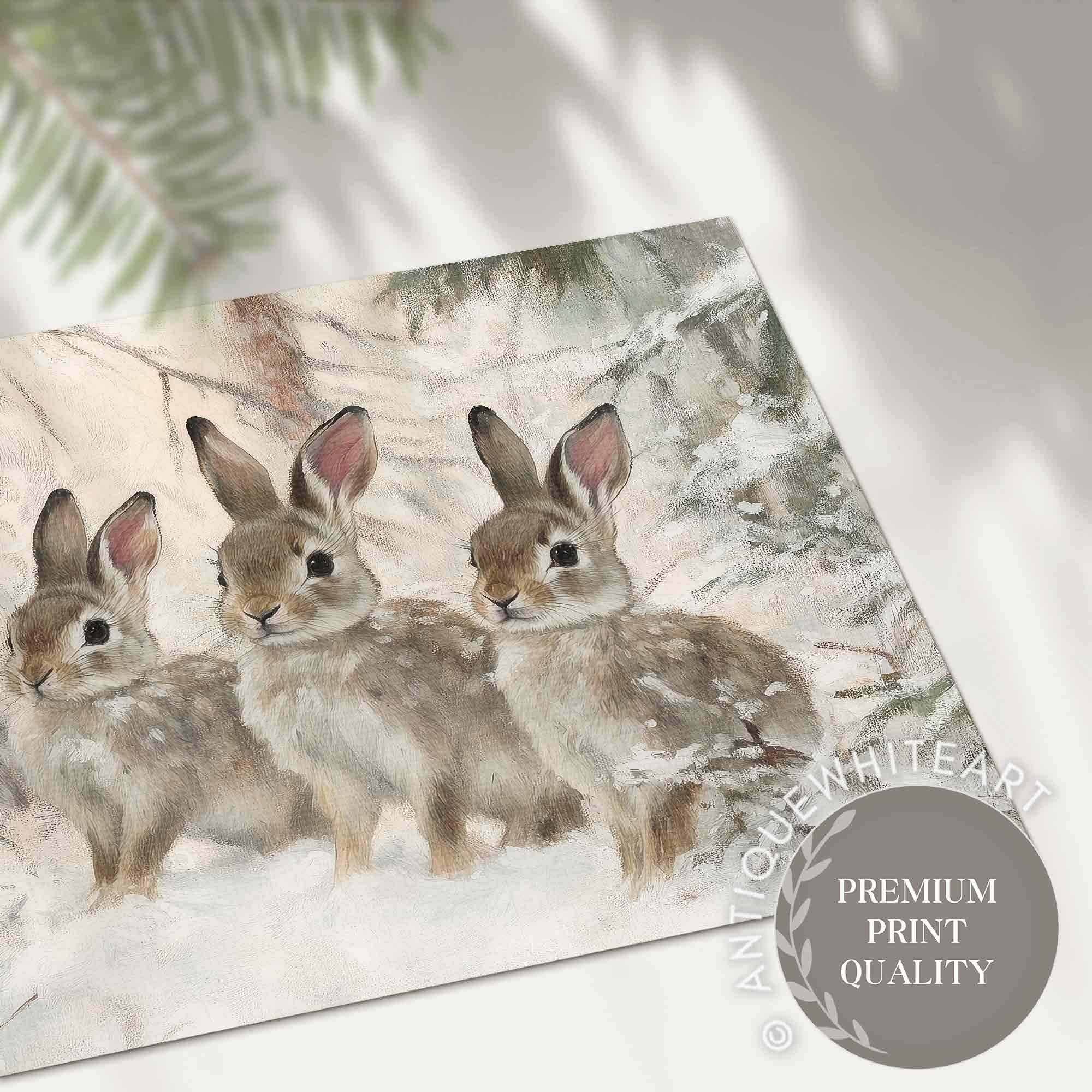 Three Bunnies in the Snow