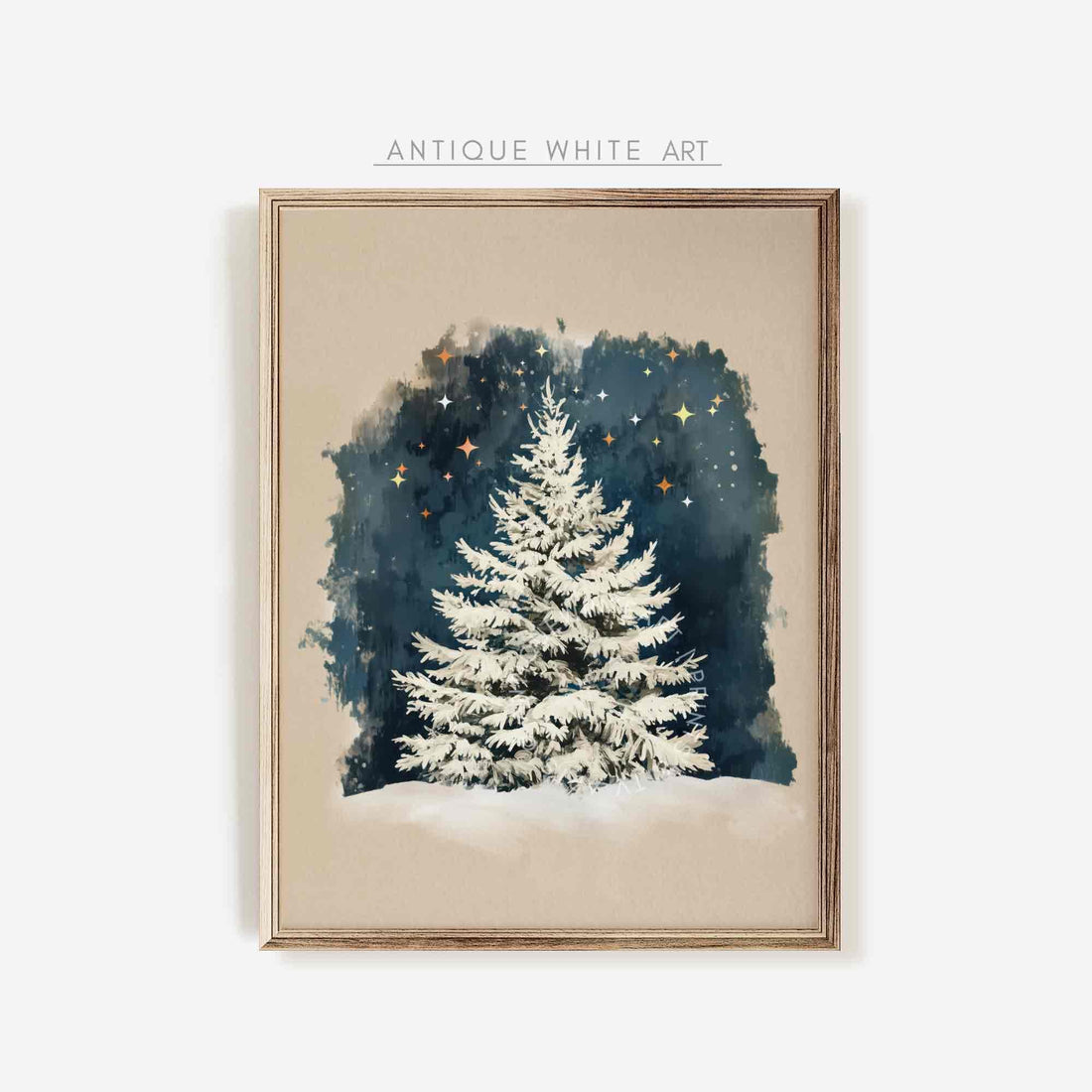 Christmas Tree Print Vintage Style Style Painting Winter Wall Art Gallery Prints W121