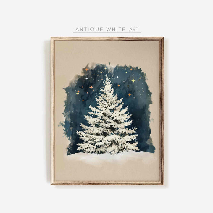 Christmas Tree Print Vintage Style Style Painting Winter Wall Art Gallery Prints W121