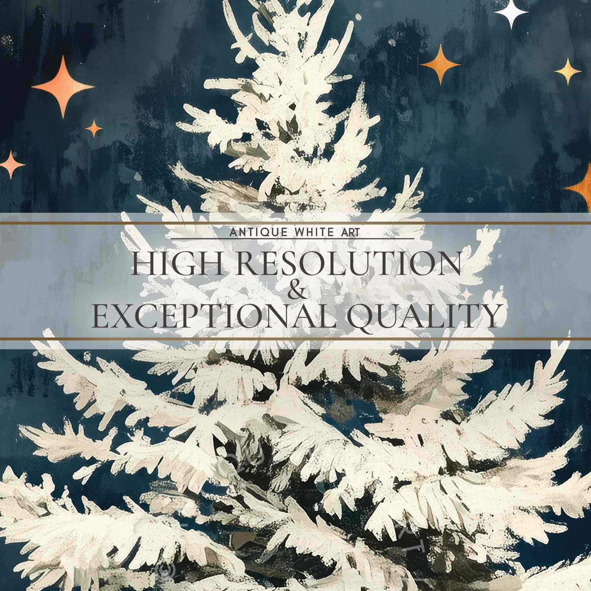 Christmas Tree Print Vintage Style Style Painting Winter Wall Art Gallery Prints W121