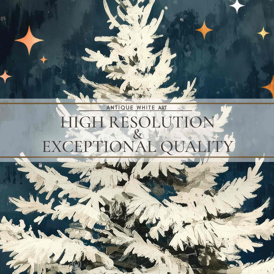 Christmas Tree Print Vintage Style Style Painting Winter Wall Art Gallery Prints W121