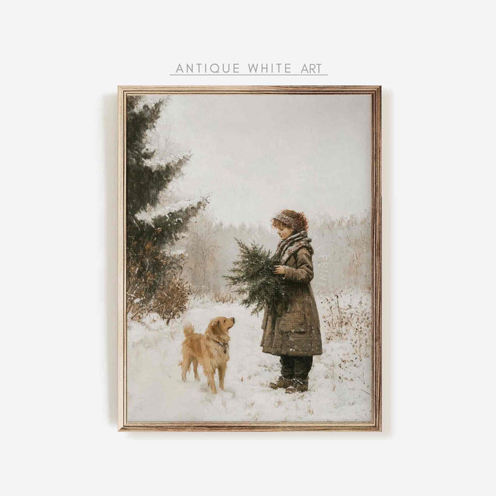 Winter Wall Art Vintage Style Rustic Print Christmas Decor Farmhouse Gallery Painting W128