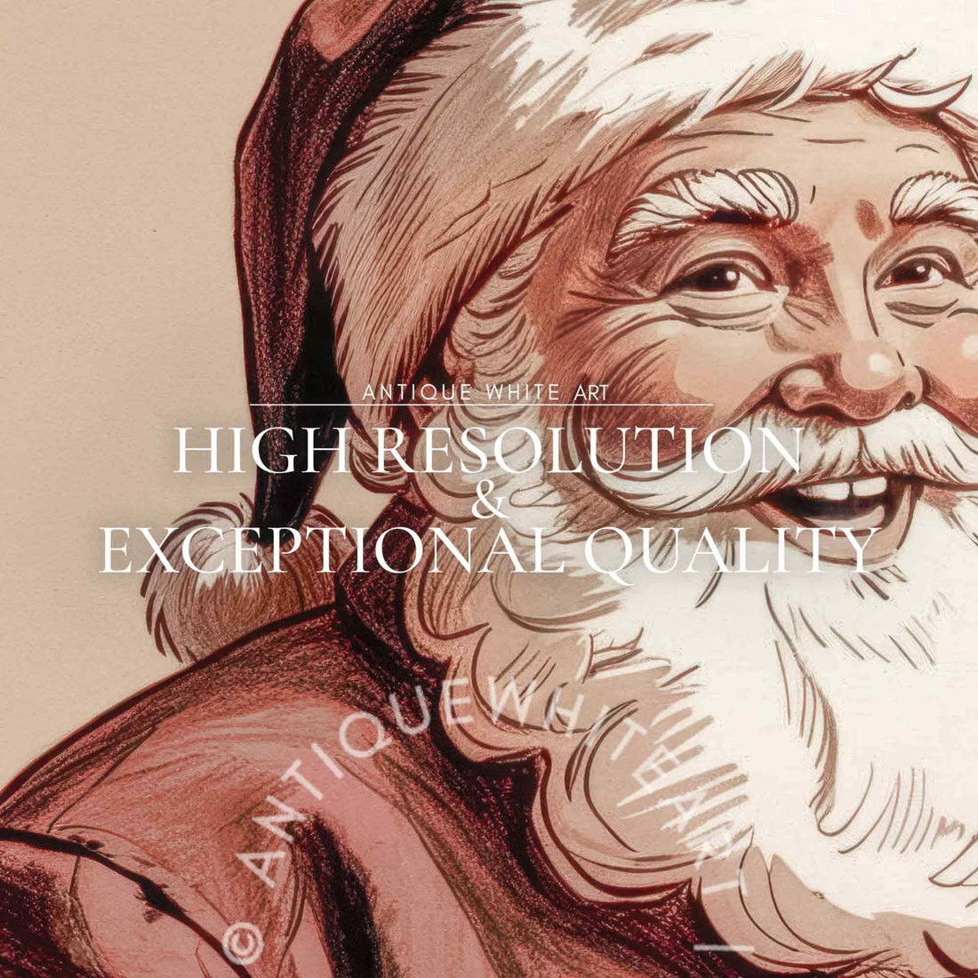 Santa Claus Portrait Print: Vintage Style Christmas Wall Art ( ) Print