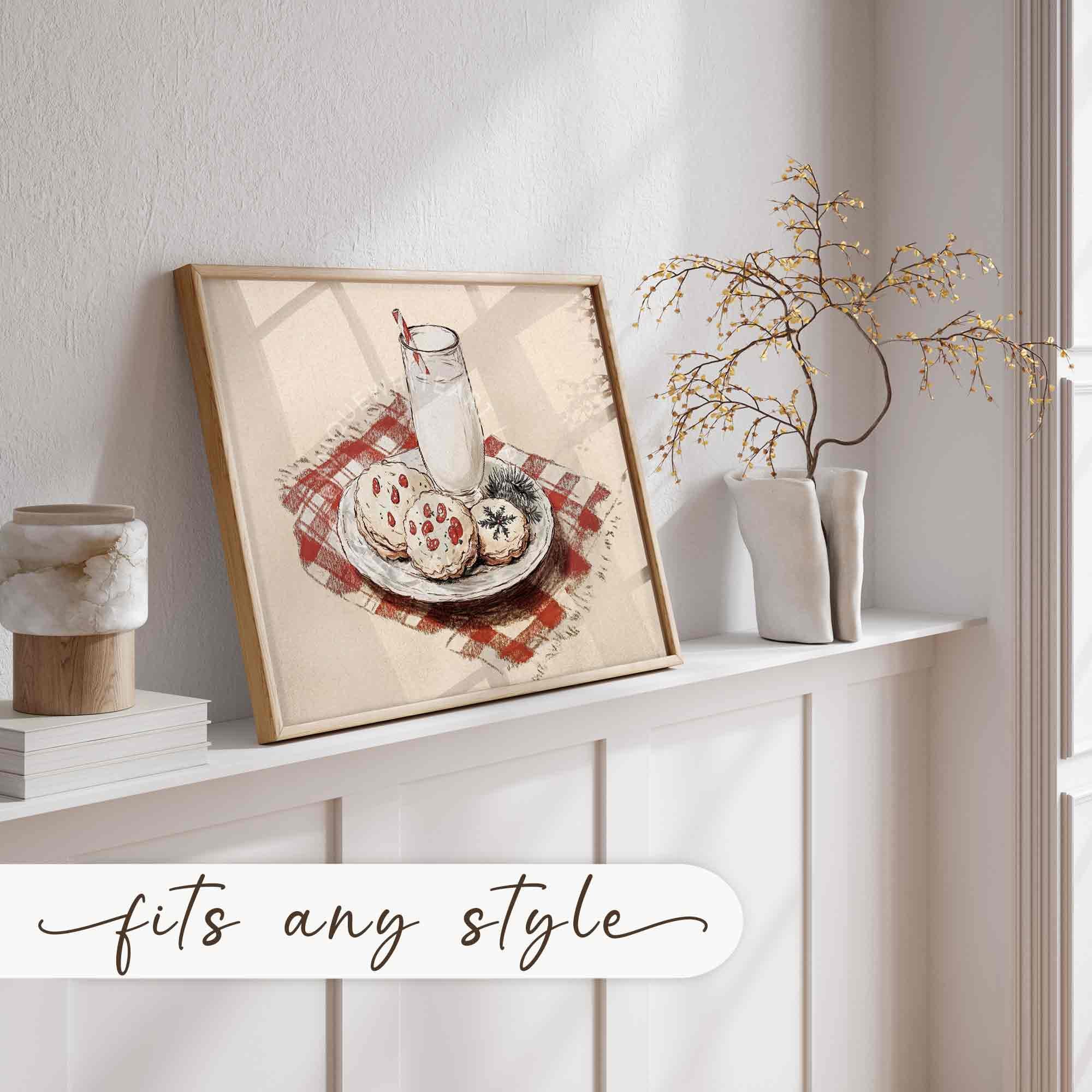 Christmas Cookies Vintage Style Kitchen Print: Farmhouse Winter Art ( ) Print Wall
