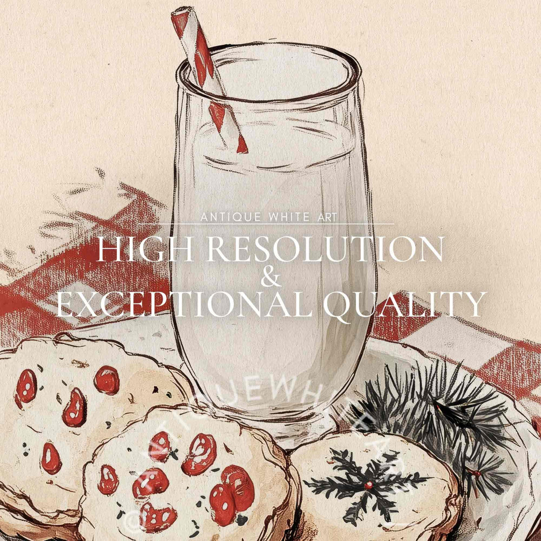 Christmas Cookies Vintage Style Kitchen Print: Farmhouse Winter Art ( ) Print Wall