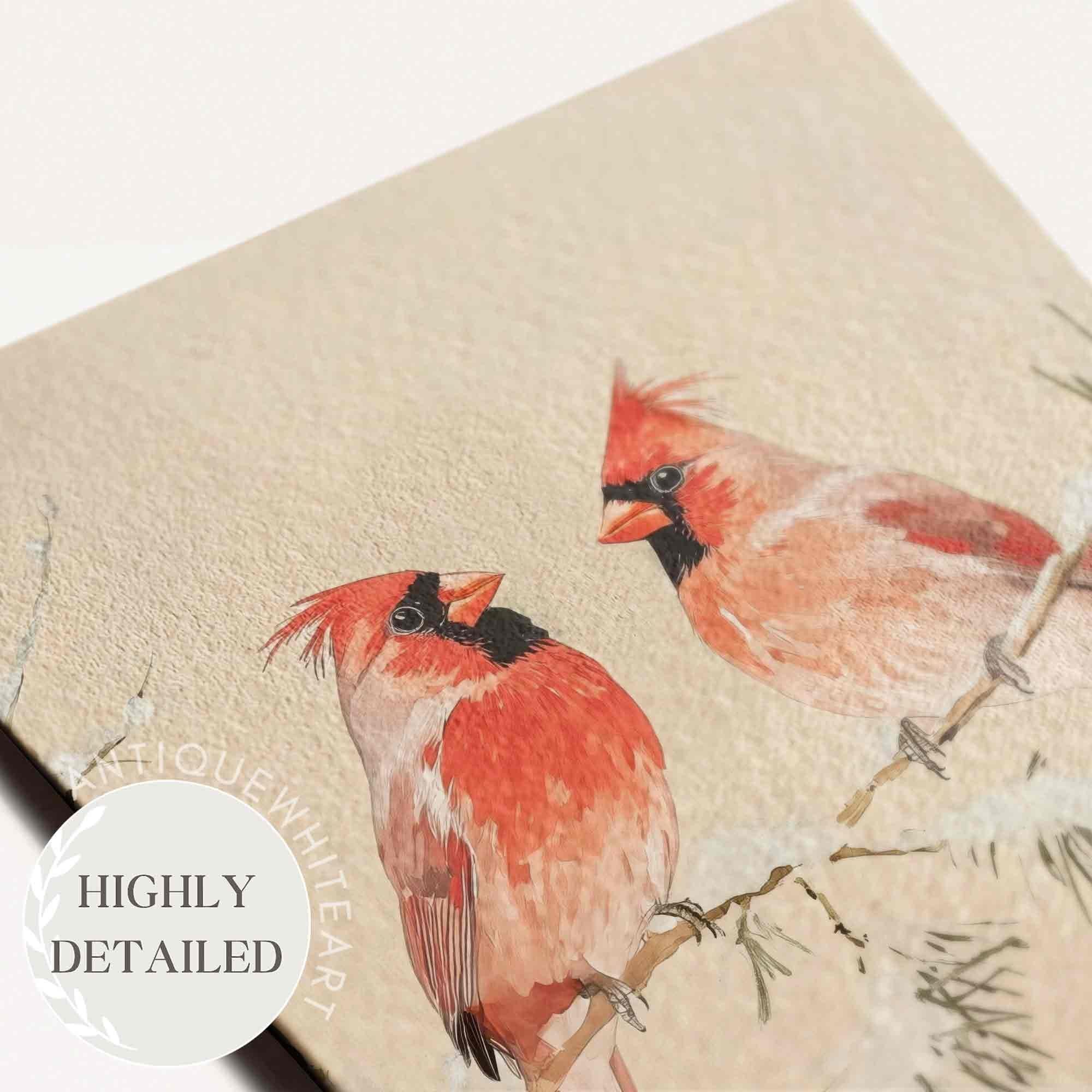 Two Cardinals on a Winter Branch