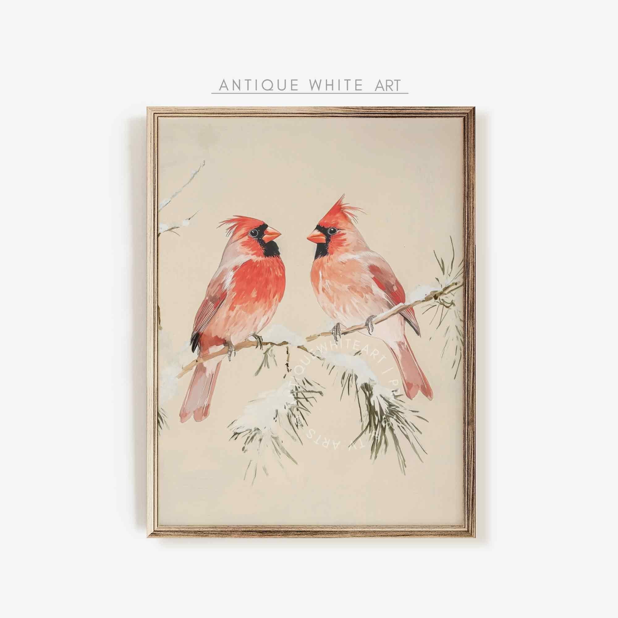 Two Cardinals on a Winter Branch