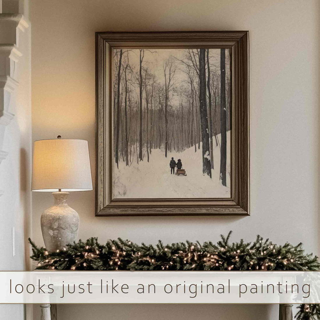 Rustic Winter Wall Art Country Christmas Print Moody Scenery Farmhouse Gallery W127