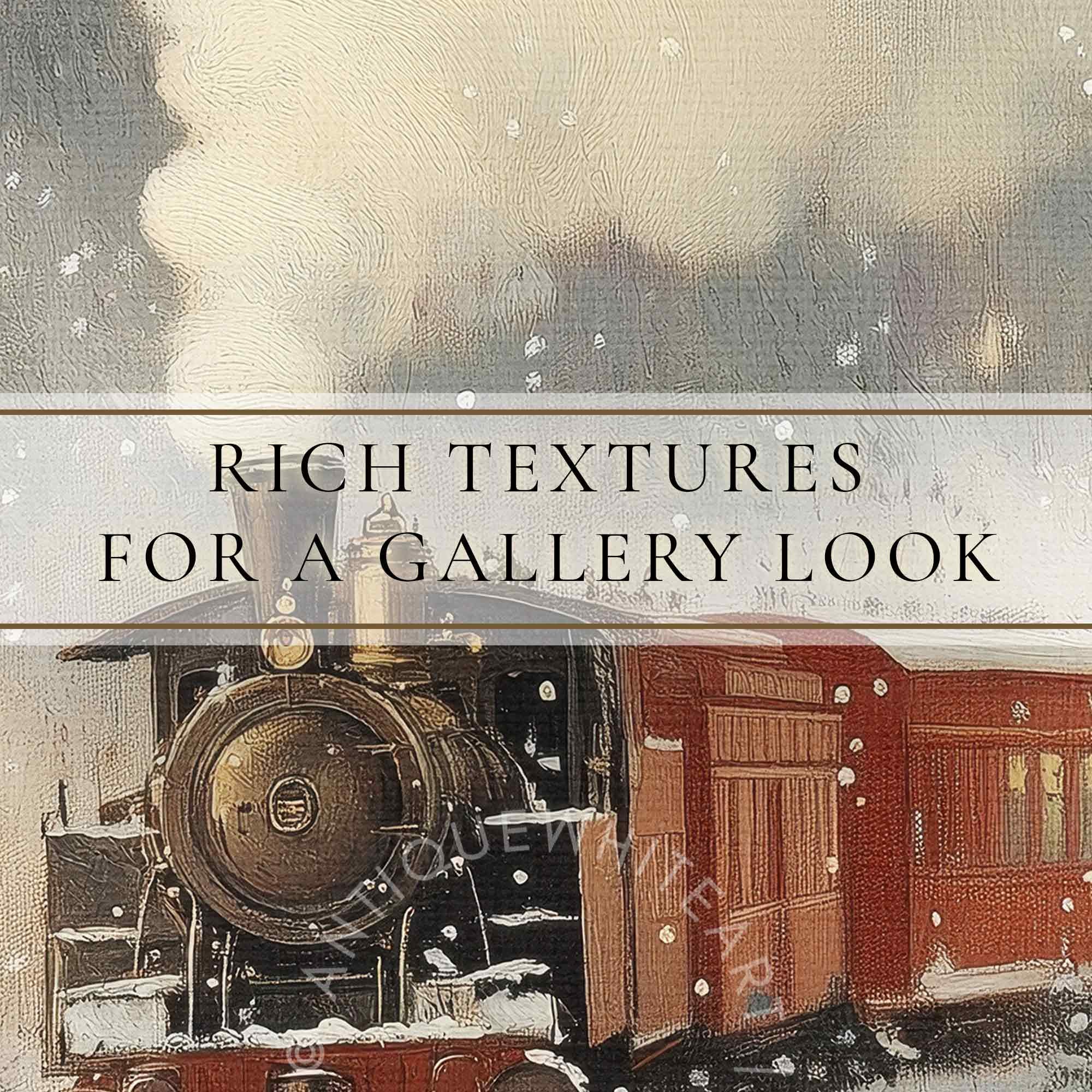 Christmas Print Train Painting Winter Scenery Landscape Snowy Railroad Wall Art Moody Decor W125