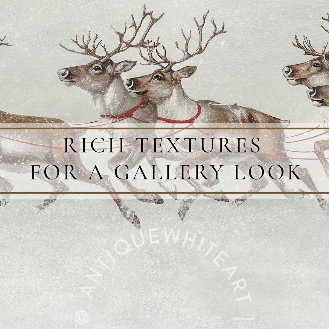 Christmas Wall Art Santa Claus Print Reindeer Painting Decor Santa's Sleigh Holiday W141