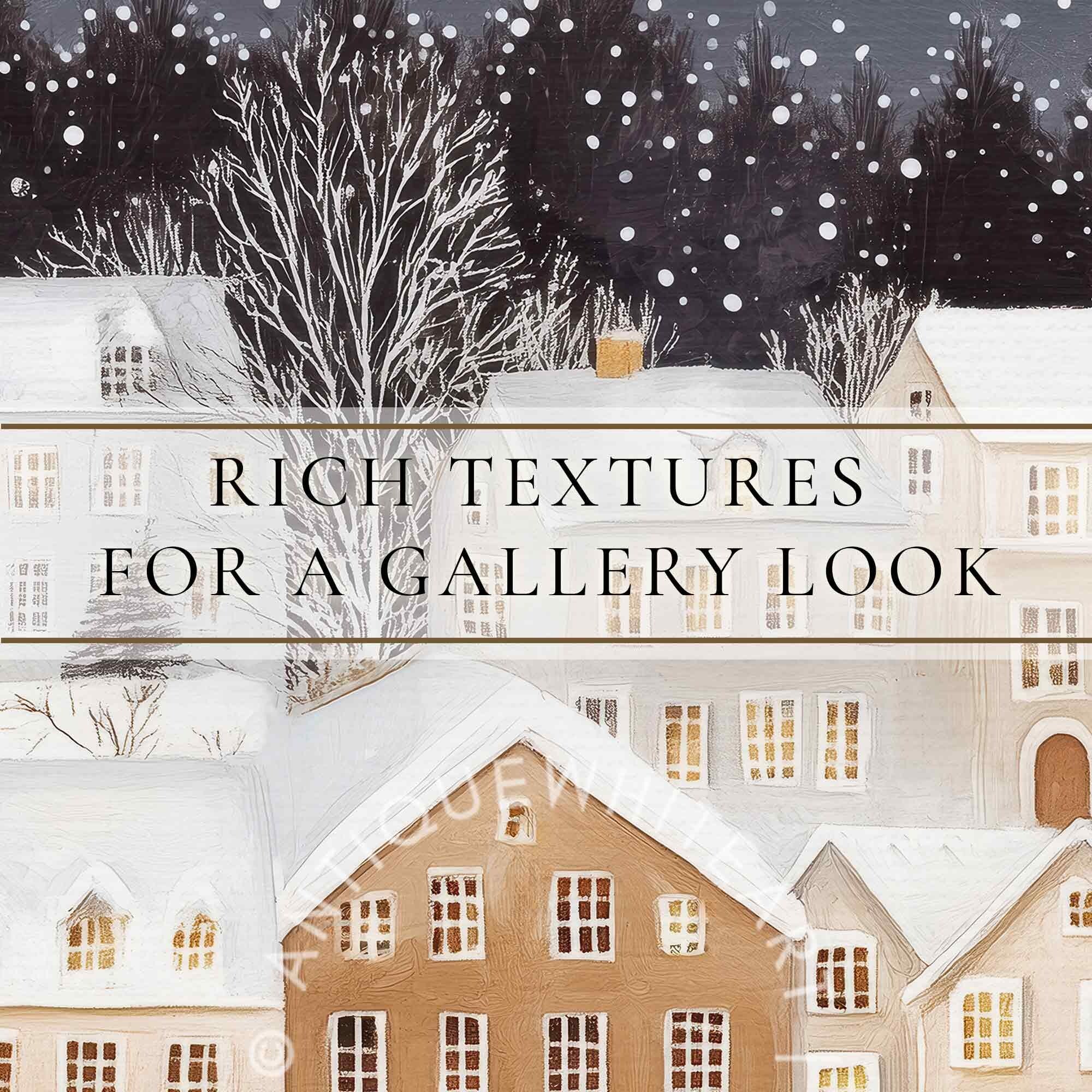 Christmas Wall Art Town Painting Tree Print Holiday Decor Village W142