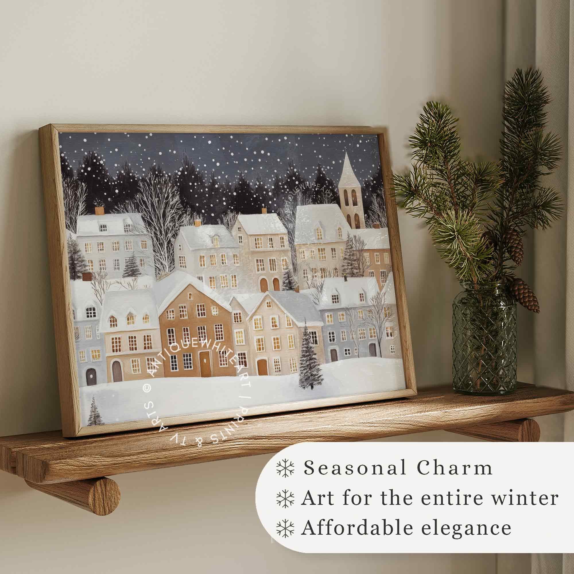 Snowfall Over Winter Village