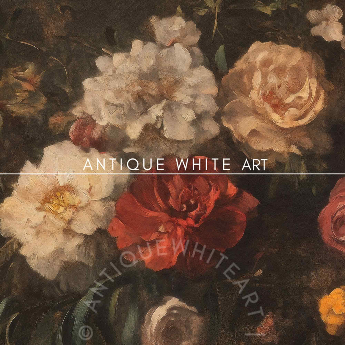 Moody Floral Wall Art Dark Flowers Painting Academia Winter Rustic Print Botanical Still Life W154