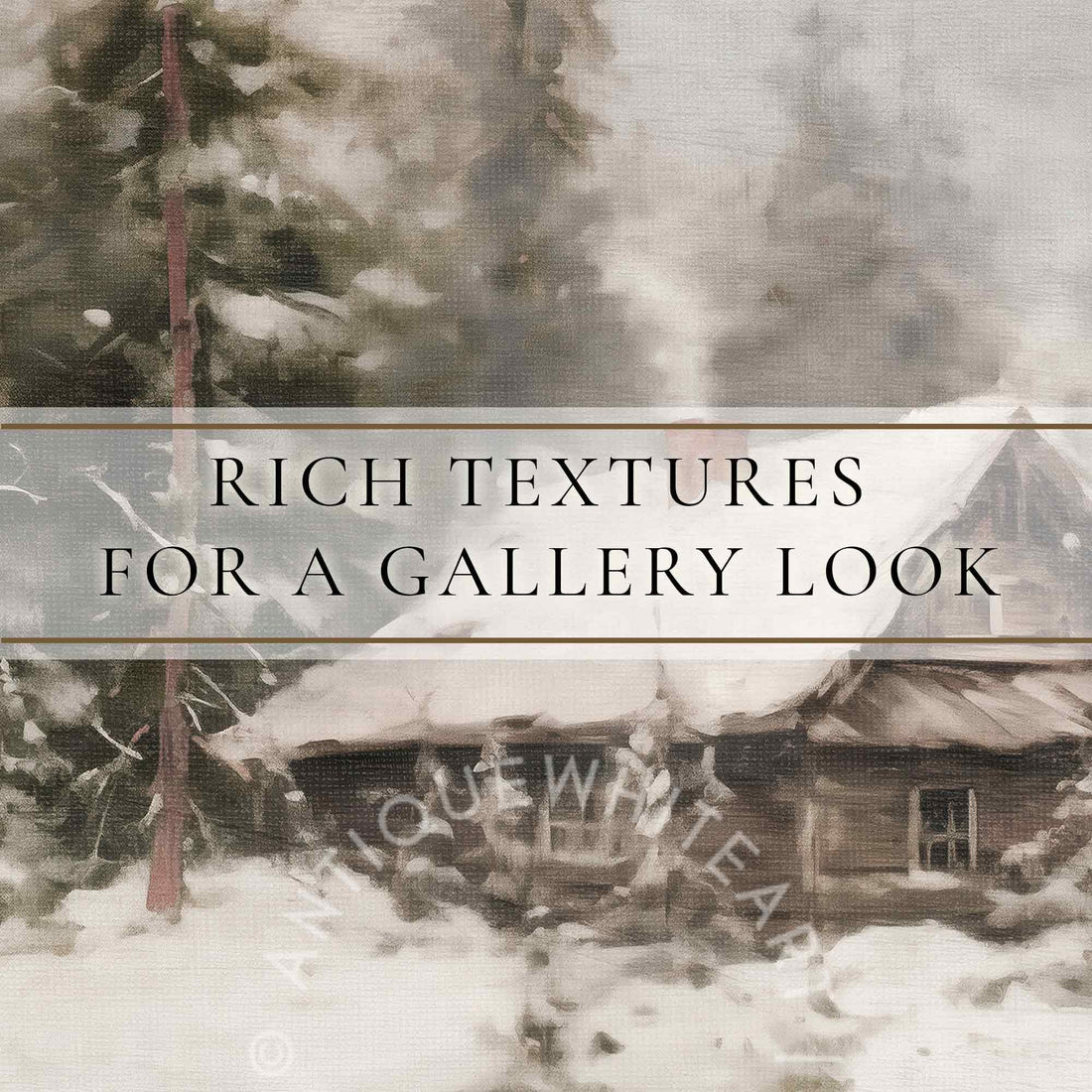 Winter Cabin Rustic Landscape Print Wall Art Farmhouse Prints Pine Forest Painting W152