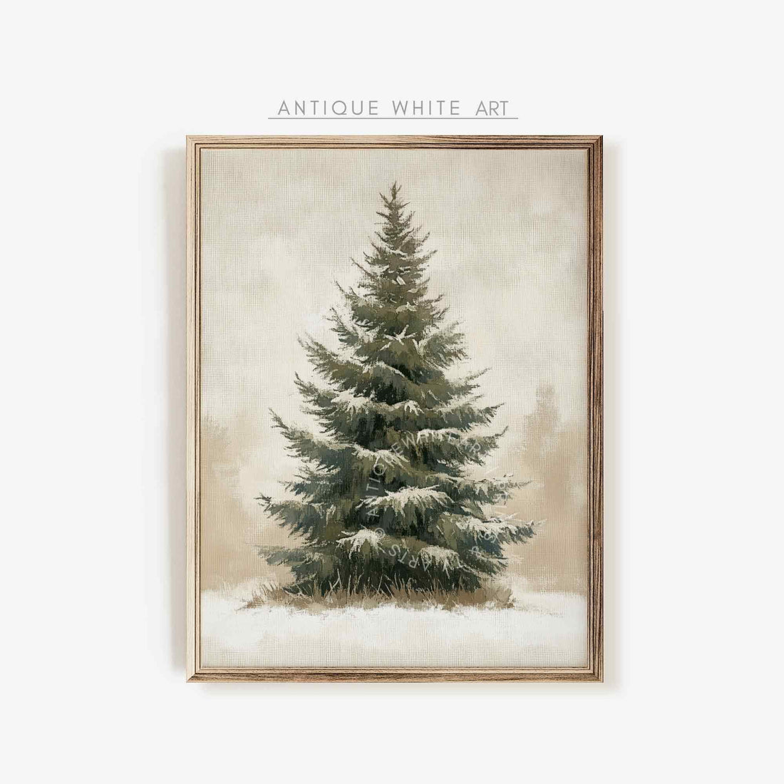 Christmas Tree Print Muted Winter Landscape Moody Farmhouse Decor Wall Art Pine W150