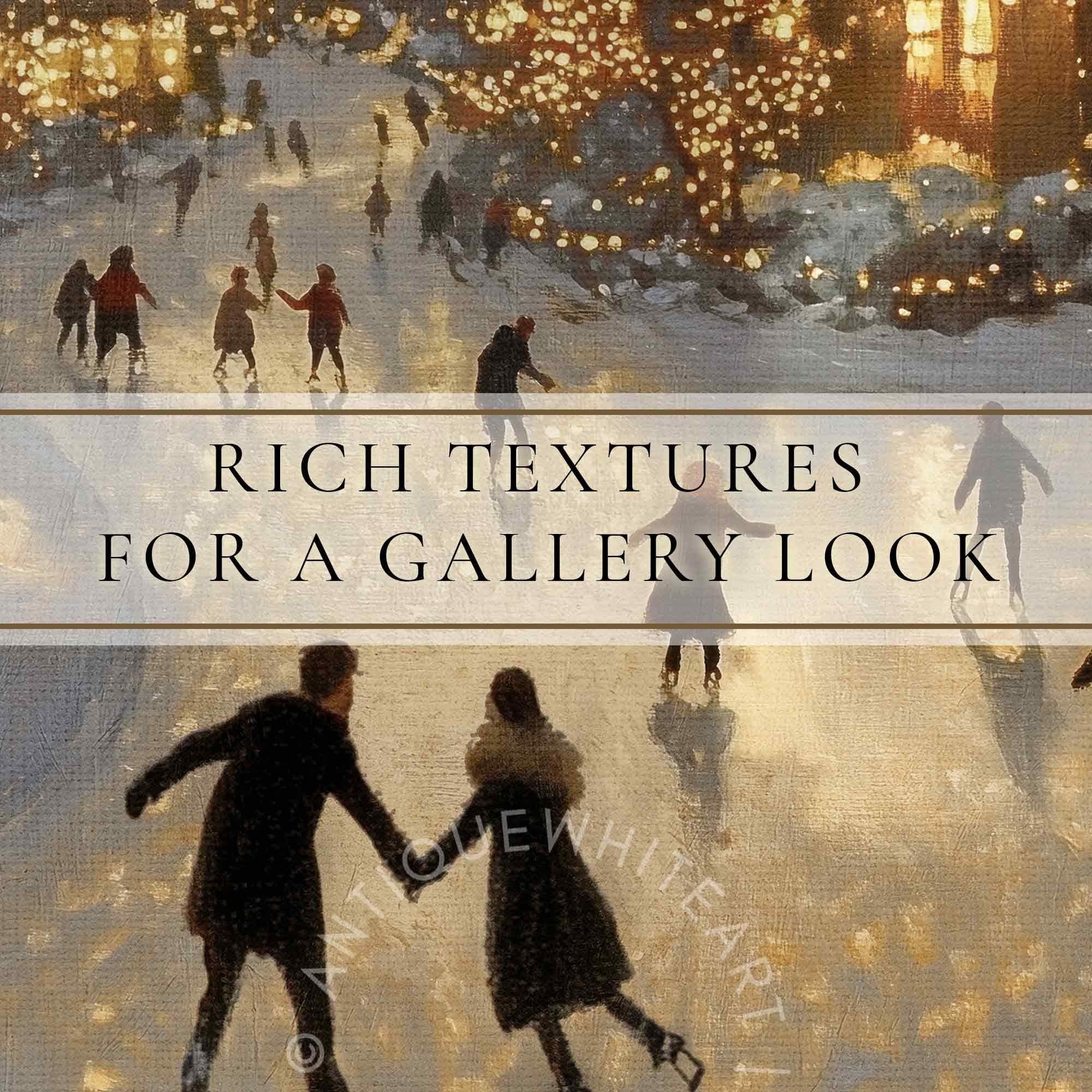 Winter Ice Skating Print Christmas Wall Art Eve Painting Holiday Decor W149