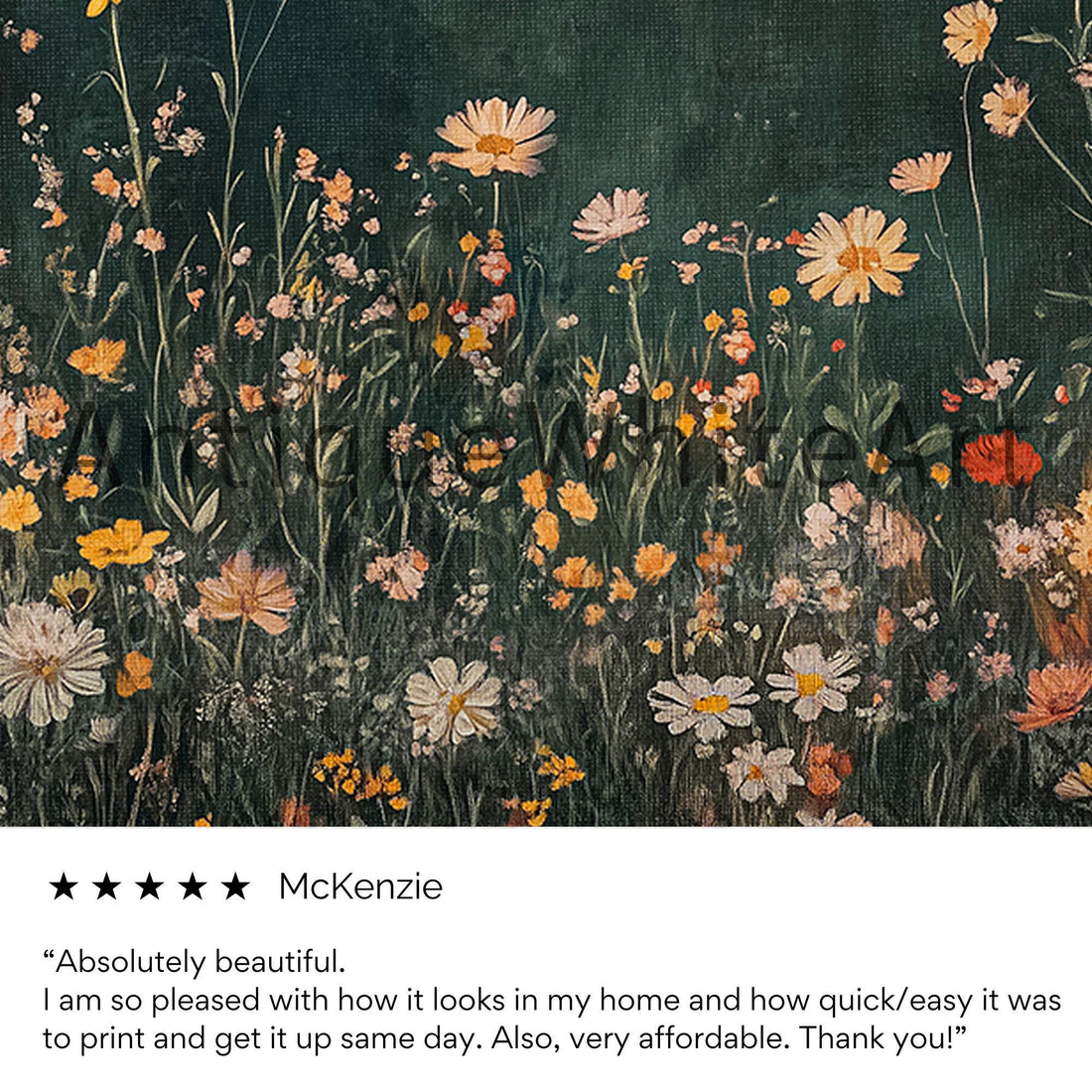 Spring Dark Wildflowers Wall Art Moody Navy Flowers Painting Country Floral Botanical Prints Downoad A405 Print