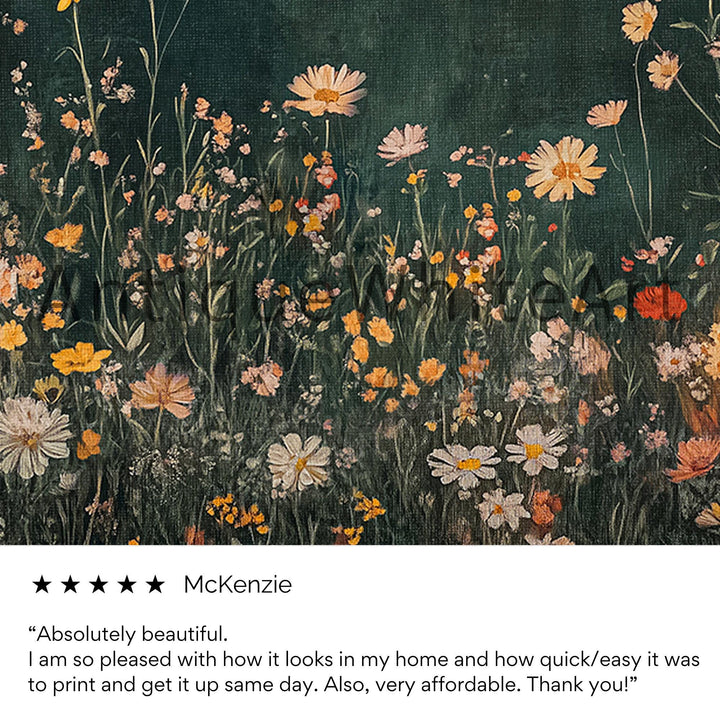 Spring Dark Wildflowers Wall Art Moody Navy Flowers Painting Country Floral Botanical Prints Downoad A405 Print