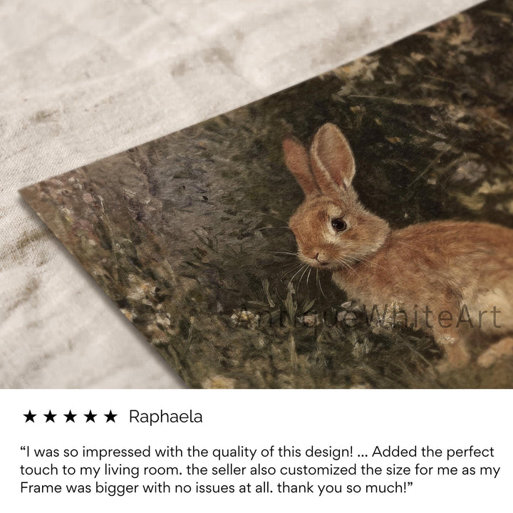 Dark Easter Print Rabbit in Wildflowers Moody Vintage Style Style Wall Art Rustic Country Farmhouse Spring Decor A416