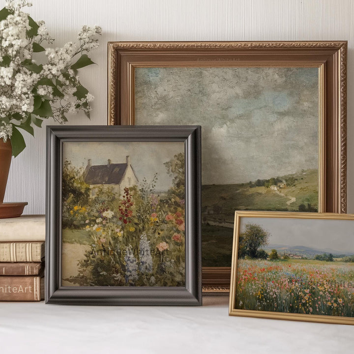 Cottage Garden Wall Art Spring Landscape Painting Print Cottagecore Decor Farmhouse A419