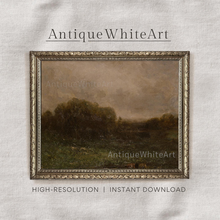 Fall Moody Landscape Print Rustic Wall Art Dark Muted Scenery Vintage Style Painting Modern Farmhouse Decor A425