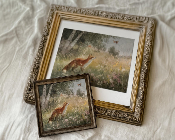 Easter Wall Art Spring Landscape Painting Print Fox Among Wildflowers Home Decor A402