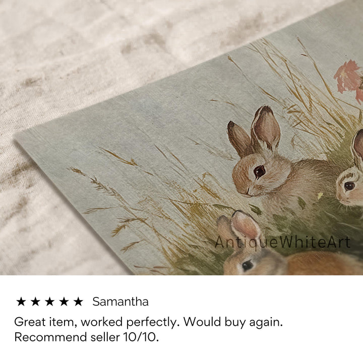 Wall Art Easter Bunnies Classy Decor Print Moody Spring Painting Rustic Pints A413