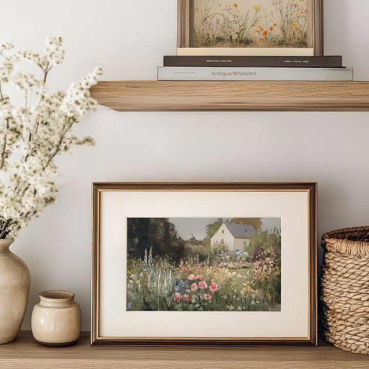 Spring Garden Wall Art Country Landscape Print Cottagecore Cottage Painting Farmhouse A412