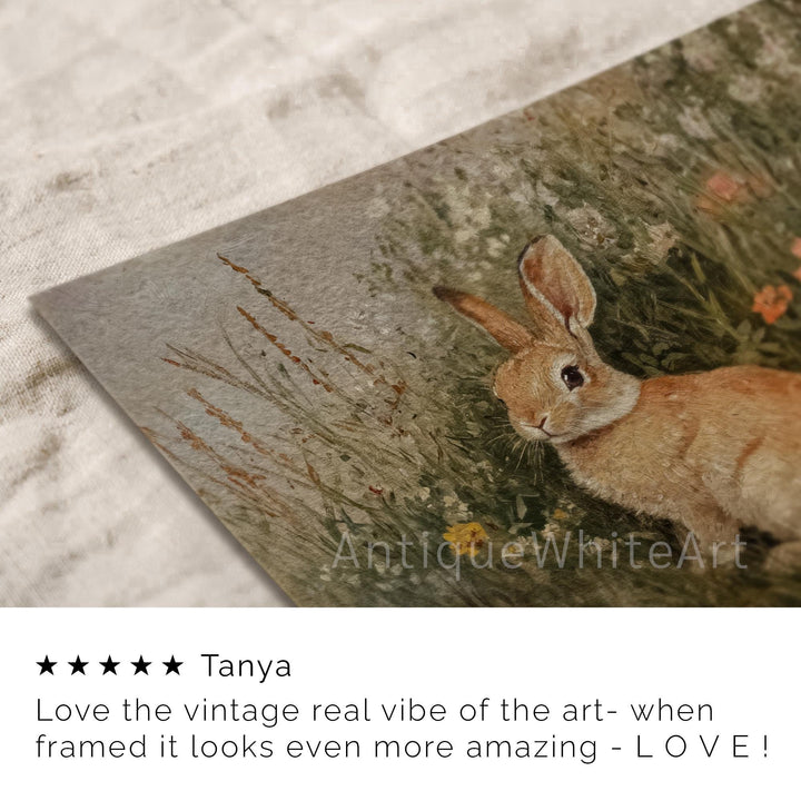 Easter Wall Art Moody Bunny Print Dark Wildflowers Vintage Style Style Rustic Country Spring Decor Prints A424