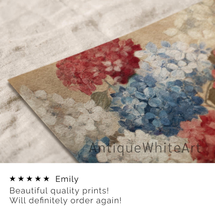 4th of July Wall Art Floral Oil Painting Print Americana Decor Independence Day Vintage Style A442