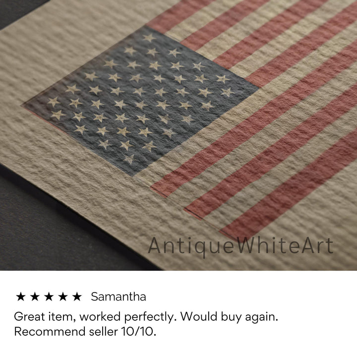American Flag Wall Art Vintage Style 4th of July Print Independence Day Painting Patriotic Americana Decor A439