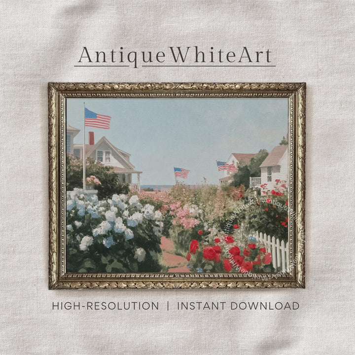 4th of July Wall Art Independence Day Print Coastal Painting American Flag Summer Prints Americana Decor USA A444