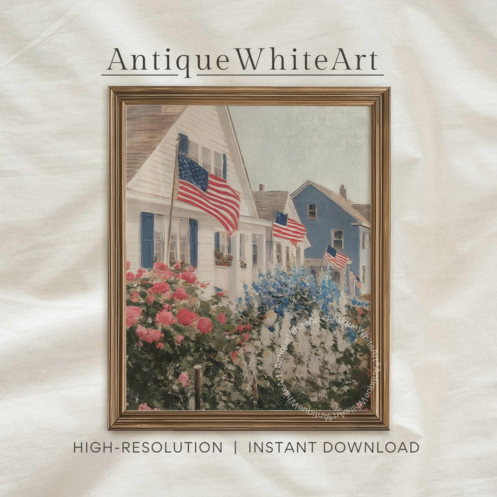 Independence Day Wall Art 4th of July Print Summer Prints Americana Decor Coastal Painting American Flag USA A459