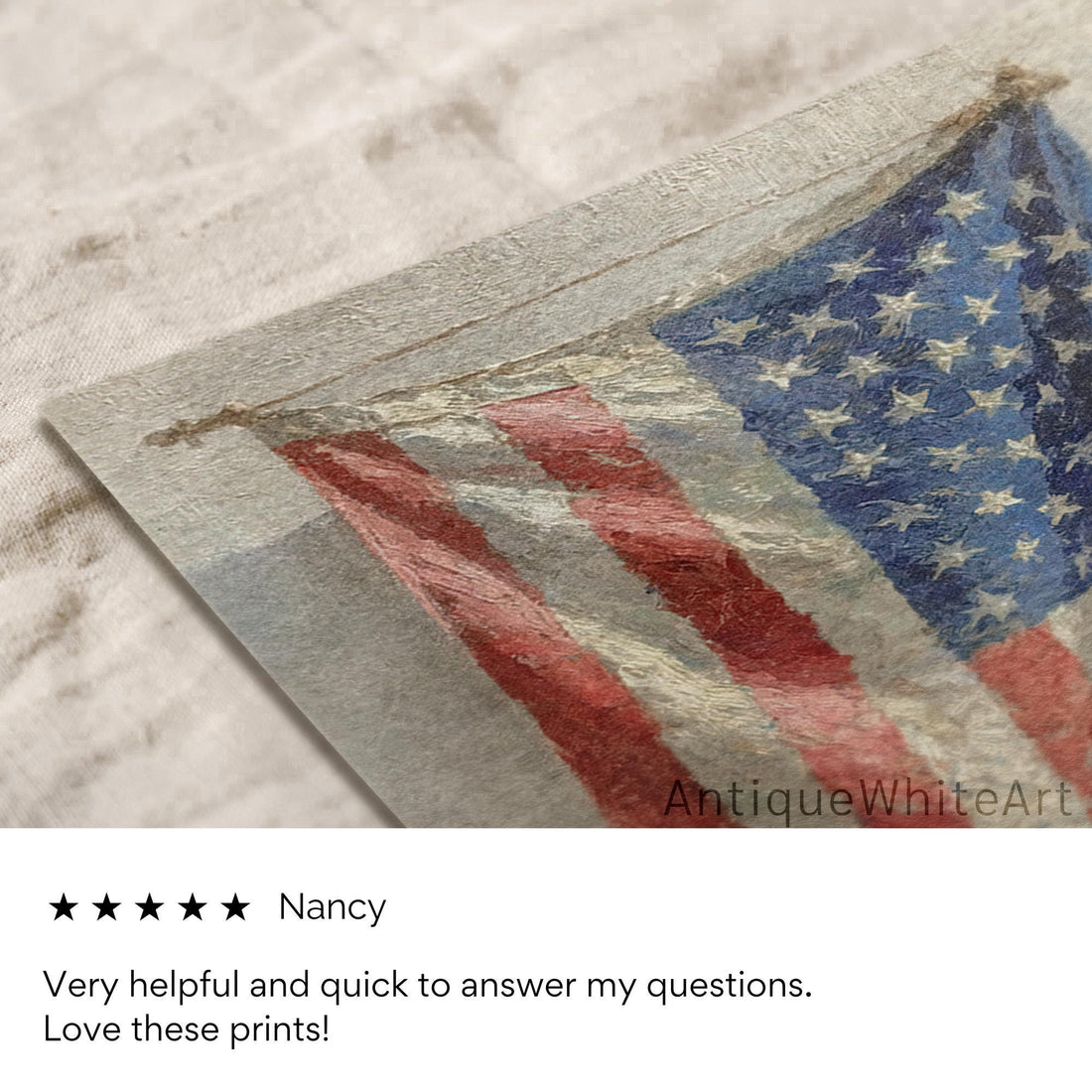 American Flag Wall Art 4th of July Print Muted Patriotic Americana Decor Independence Day Painting A460