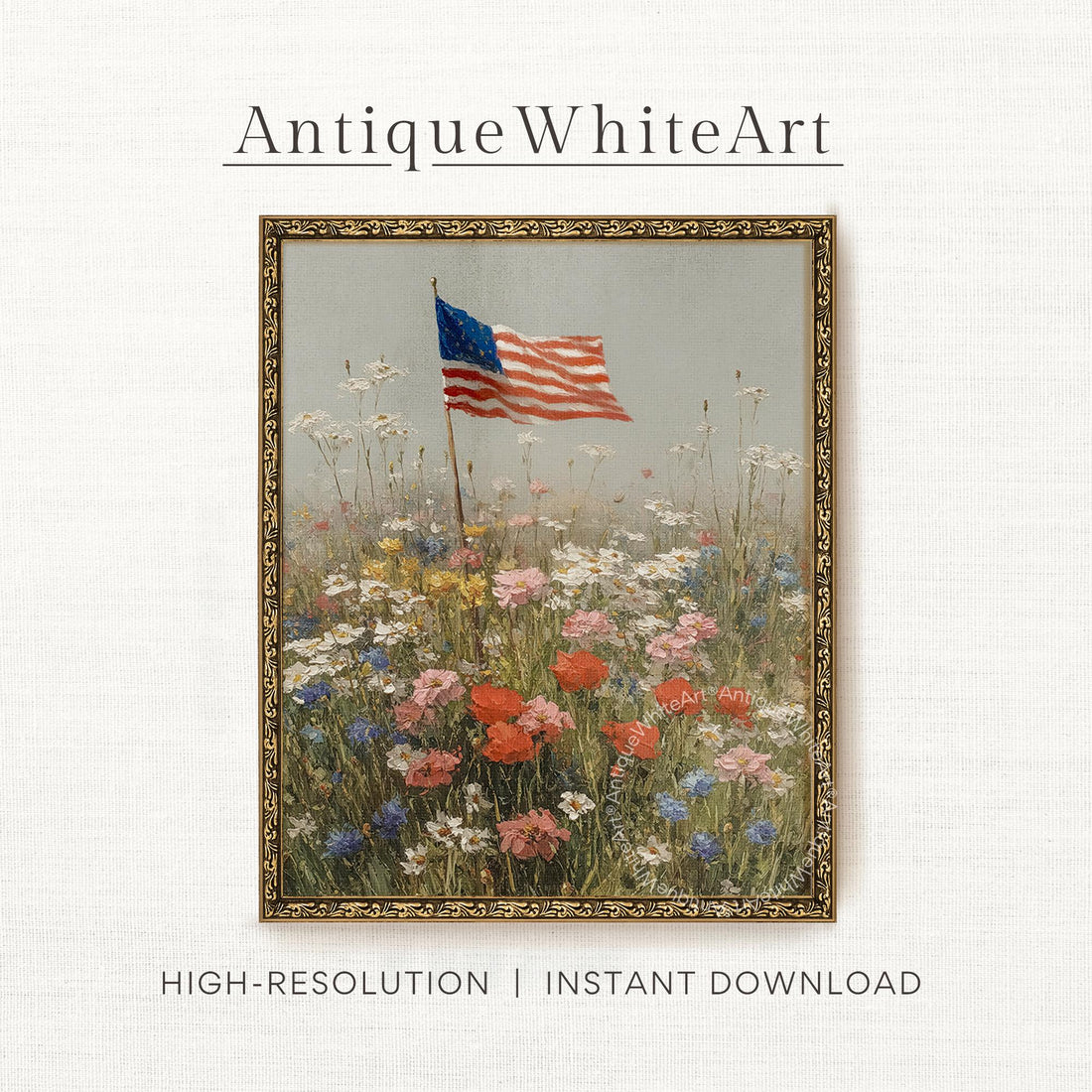 Independence Day Wall Art Print 4th of July Painting American Flag Patriotic A457